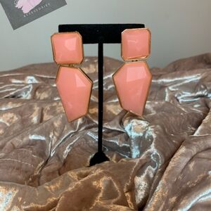 Coral / gold tone earrings